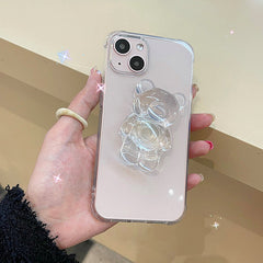 Funda transparente para iPhone con diseño de oso 