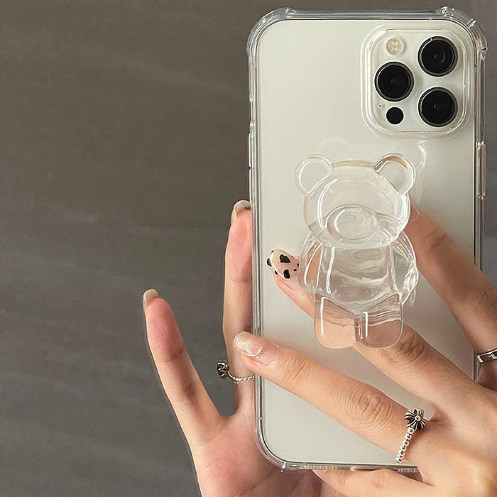 Funda transparente para iPhone con diseño de oso 