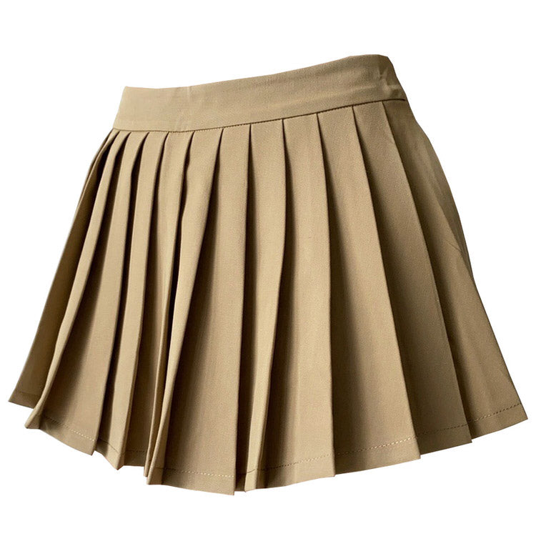 Coffee Cream Pleated Skirt