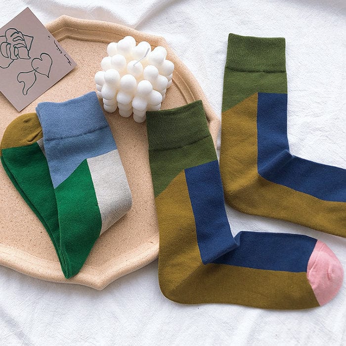 Crew-Socken mit Farbblock-Muster