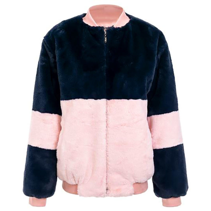 Color Block Fuzzy Jacket