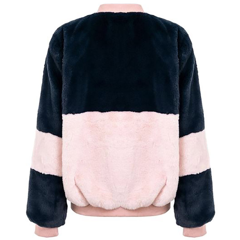 Color Block Fuzzy Jacket