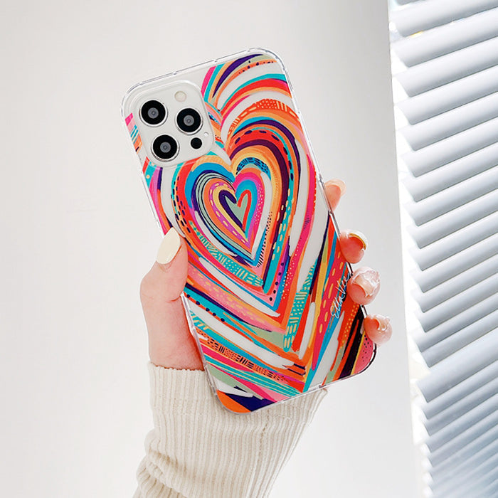 Funda para iPhone con corazón colorido