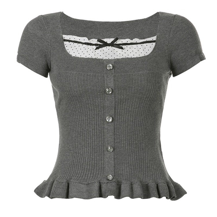 Top de canalé estético Coquette