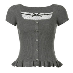 Top de canalé estético Coquette