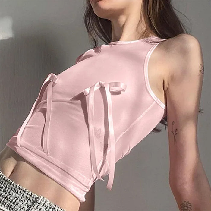 Coquette Bow Mesh Crop Top