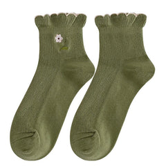 Calcetines con bordado de flores de cabaña
