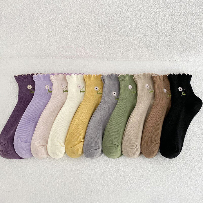 Calcetines con bordado de flores de cabaña