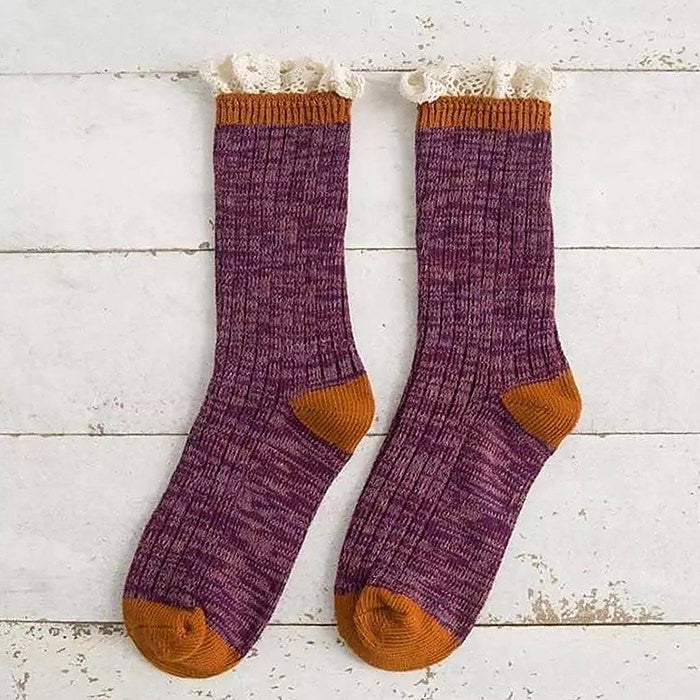 Calcetines de punto con volantes de estilo cottage
