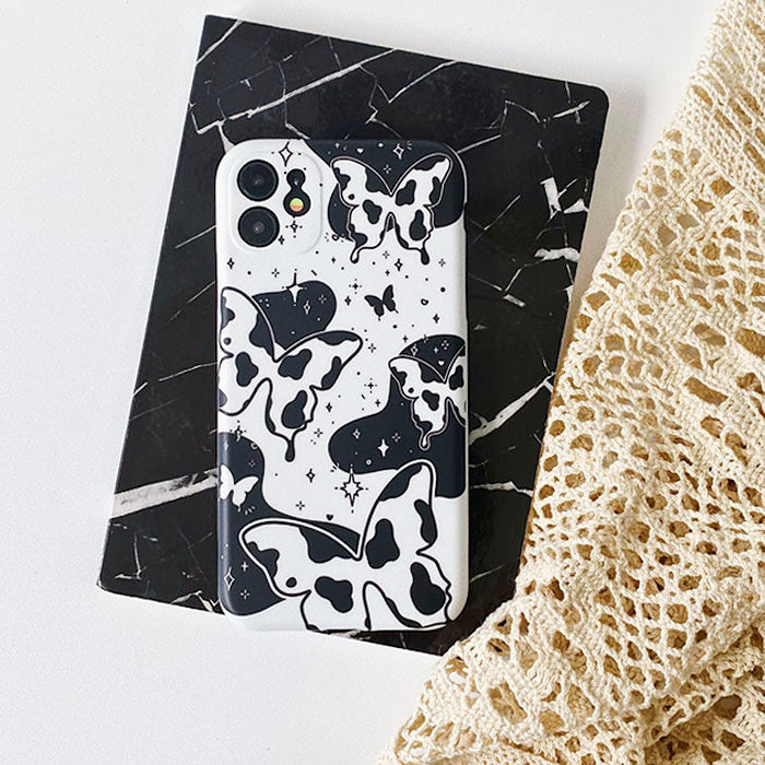 Funda para iPhone con diseño de vaca y mariposa