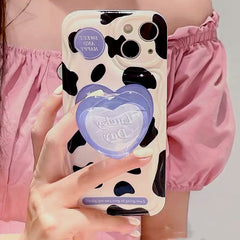 Funda PopSocket para iPhone con forma de corazón de vaca