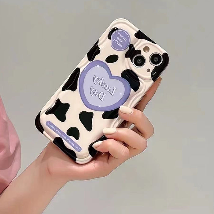 Funda PopSocket para iPhone con forma de corazón de vaca