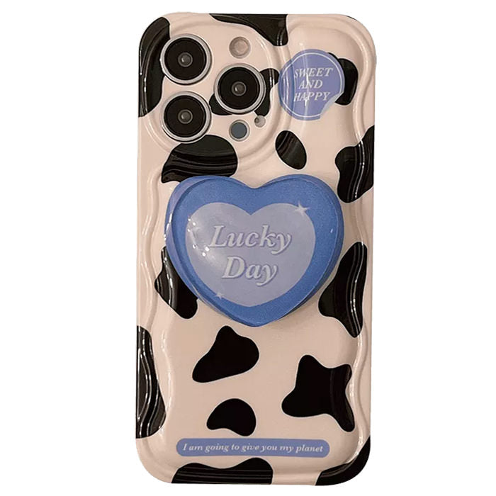 Funda PopSocket para iPhone con forma de corazón de vaca