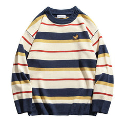 Croissant Embridery Striped Pullover