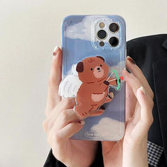 Funda para iPhone con diseño de oso Cupido 