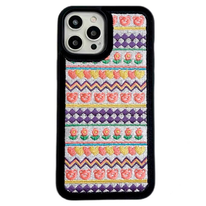 Bonita funda bordada para iPhone