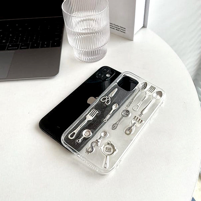 Funda para iPhone con juego de cubiertos