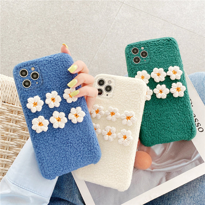 Funda para iPhone con diseño de margaritas y osito de peluche