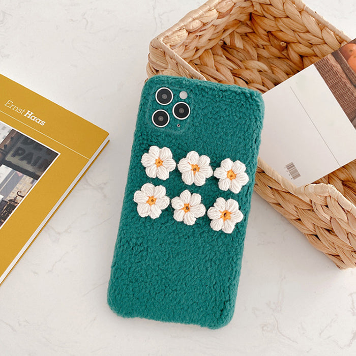 Funda para iPhone con diseño de margaritas y osito de peluche