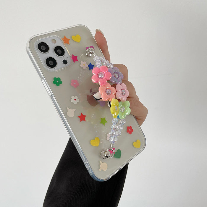 Funda para iPhone con cadena de cuentas y margaritas 