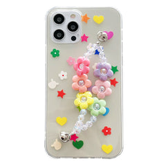 Funda para iPhone con cadena de cuentas y margaritas 