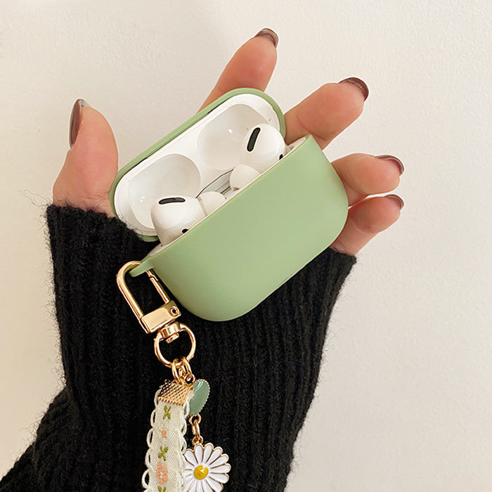 Estuche verde con diseño en cadena para AirPods 