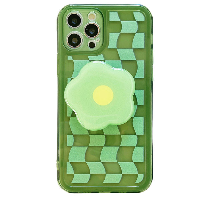 Funda para iPhone con diseño de tablero de ajedrez de margaritas 