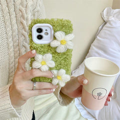 Funda para iPhone de crochet con margaritas 