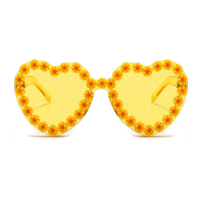 Gafas de sol con forma de corazón de margarita