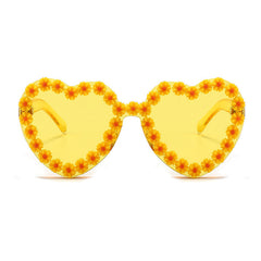 Gafas de sol con forma de corazón de margarita