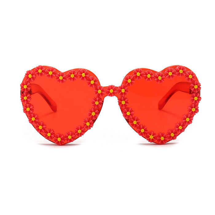 Gafas de sol con forma de corazón de margarita