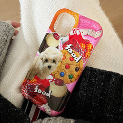 Funda para iPhone con diseño de perro y postres