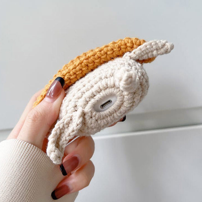 Estuche para AirPods de crochet con diseño de pato