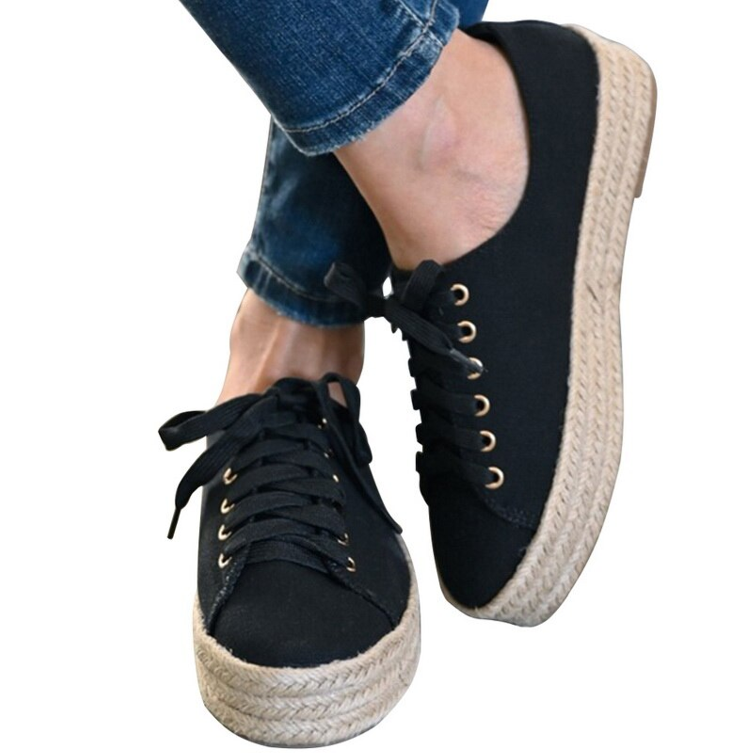 Zapatos planos casuales con plataforma y cordones 