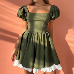 Fairycore Aesthetic Green Mini Dress