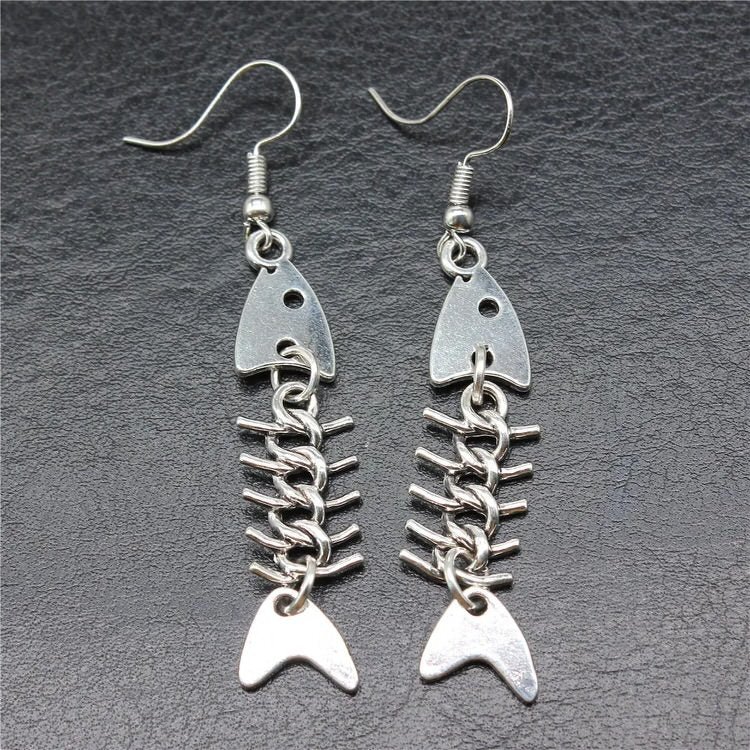 Fish Bone Drop Earrings