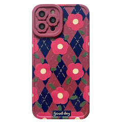 Funda para iPhone con diseño de rombos florales 