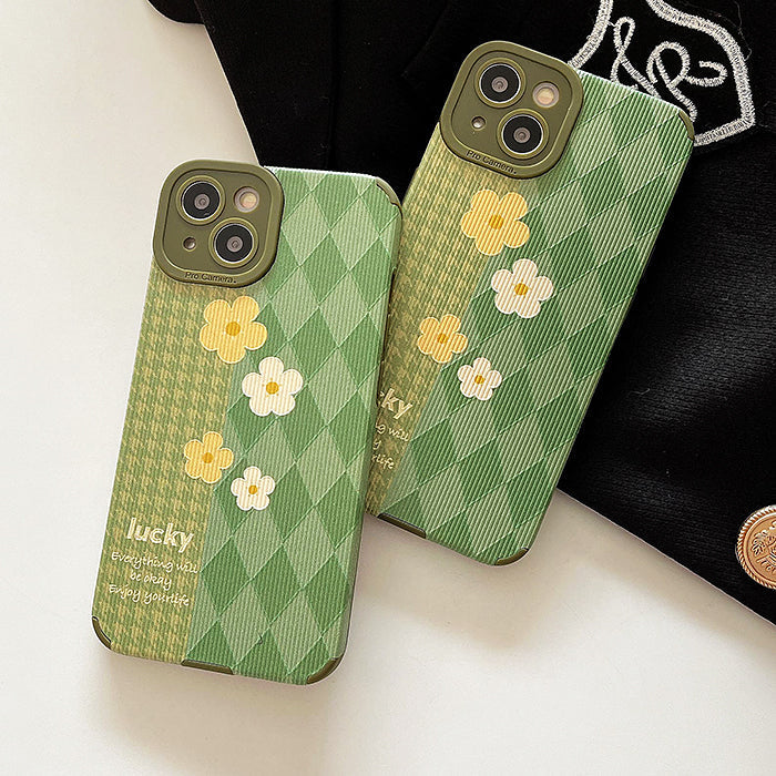 Funda para iPhone con diseño de pata de gallo y flores