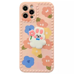 Funda para iPhone con diseño de conejo de flores