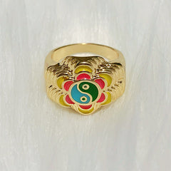 Anillo de flor Yin Yang