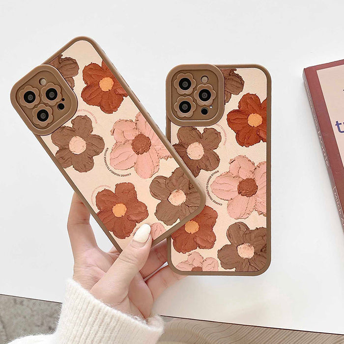 Funda para iPhone con flores marrones