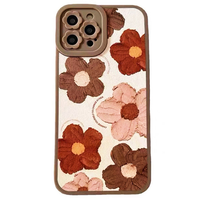 Funda para iPhone con flores marrones