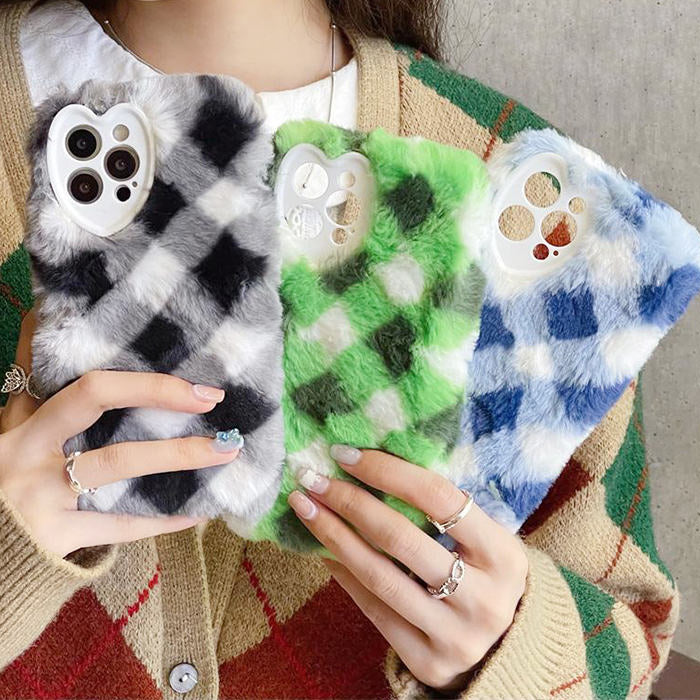 Fluffy Argyle Check iPhone Case