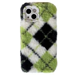 Fluffy Green Argyle iPhone Case