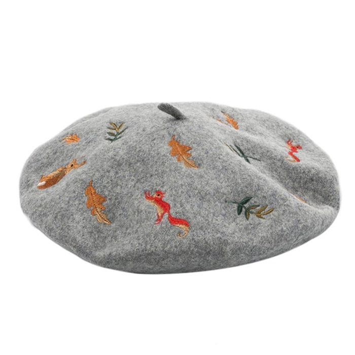 Forest Embroidered Beret