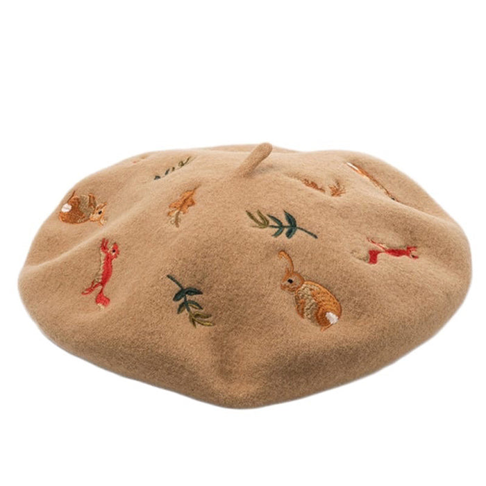 Forest Embroidered Beret