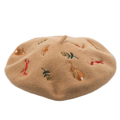 Forest Embroidered Beret