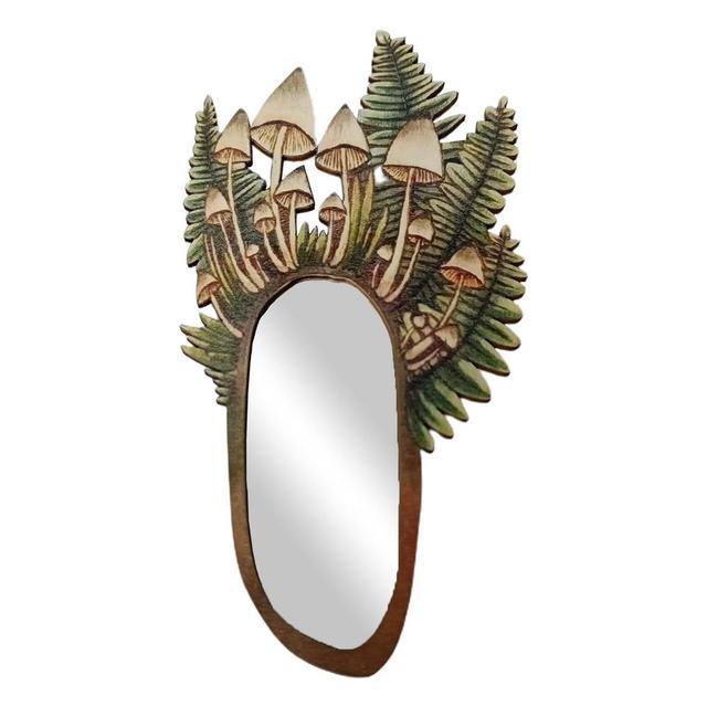 Forest Mushroom Wooden Mirror