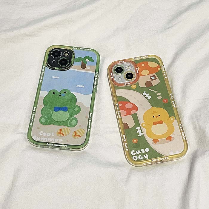 Funda para iPhone con diseño de rana y pato