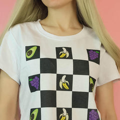 Camiseta de ajedrez de frutas